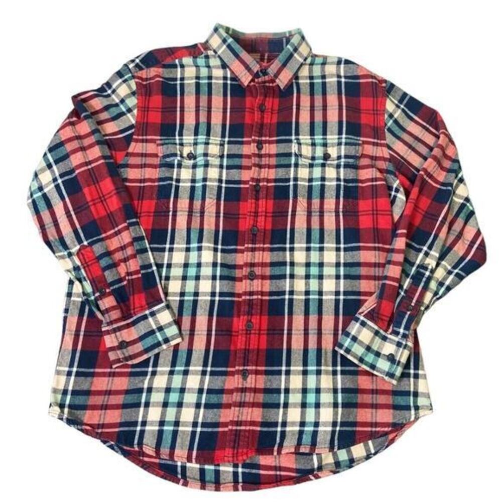 Old Navy Vintage Thick‎ Flannel Shirt Men's Size XL Red Plaid Basic Casual